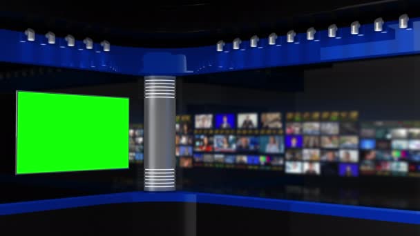 Fernsehstudio Studio Nachrichtenstudio Newsroom Hintergrund Für Nachrichtensendungen Verschwommenes Studio Beim — Stockvideo