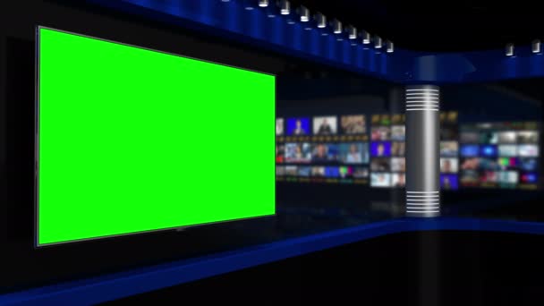 Studio Een Studio Nieuws Studio Newsroom Achtergrond Voor News Broadcasts — Stockvideo