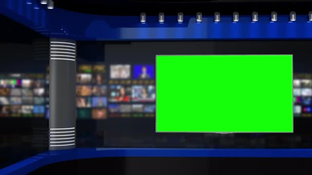 Estudio Estudio Estudio Noticias Newsroom Background News Broadcasts Inglés Borroso — Vídeos de Stock