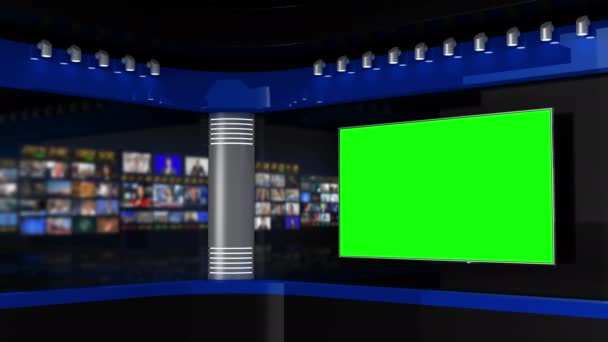 Fernsehstudio Studio Nachrichtenstudio Newsroom Hintergrund Für Nachrichtensendungen Verschwommenes Studio Beim — Stockvideo