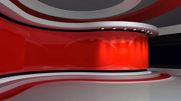 レッド スタジオ 赤の背景 ニューススタジオ 緑の画面やクロマキービデオや写真の生産のための完璧な背景 速報だ 3Dレンダリング — ストック写真