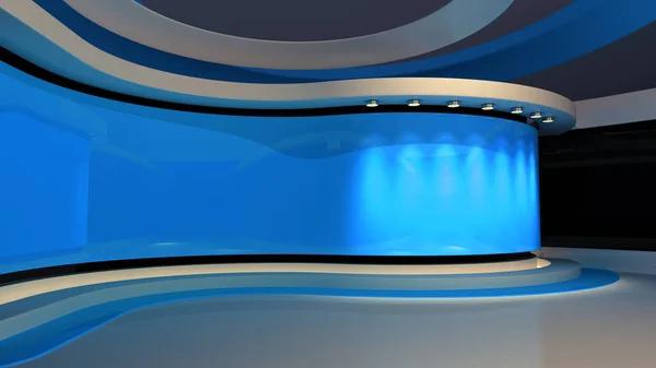 Blue Studio. Blue backdrop. News studio. The perfect backdrop for any green screen or chroma key video or photo production. Breaking news. 3d rendering.
