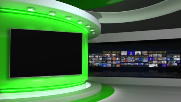 Een Studio Nieuws Studio Groene Studio Nieuwskamer Perfecte Achtergrond Voor — Stockvideo