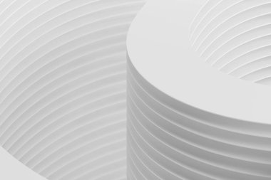 Soyut Mimarlık Geçmişi. Beyaz Bina 'nın 3d İllüstrasyonu. Modern Geometrik Duvar Kağıdı. Gelecekçi Teknoloji Tasarımı