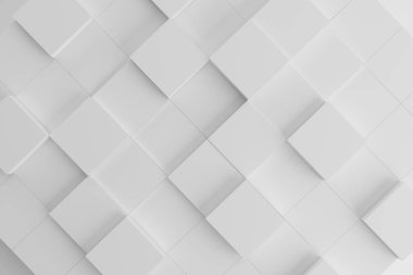 Soyut Mimarlık Geçmişi. Beyaz Bina 'nın 3d İllüstrasyonu. Modern Geometrik Duvar Kağıdı. Gelecekçi Teknoloji Tasarımı