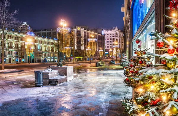 Natale Tverskaya Street a Mosca — Foto Stock