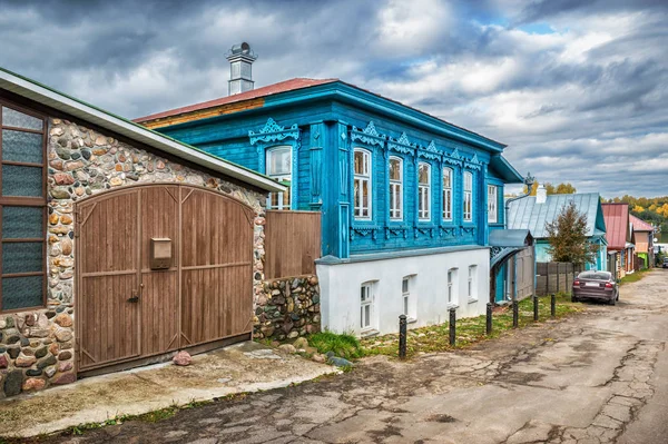 A blue wooden cottage — Stock Photo, Image