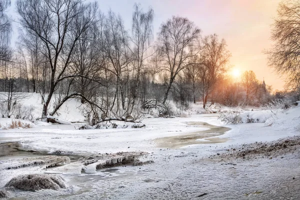 Vorya river and ice floes — Stock Photo, Image