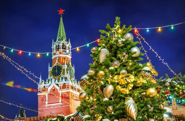 Spasskaya Tower na Nový rok — Stock fotografie