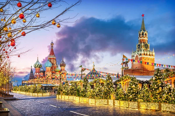Novoroční dovolená na Rudém náměstí — Stock fotografie