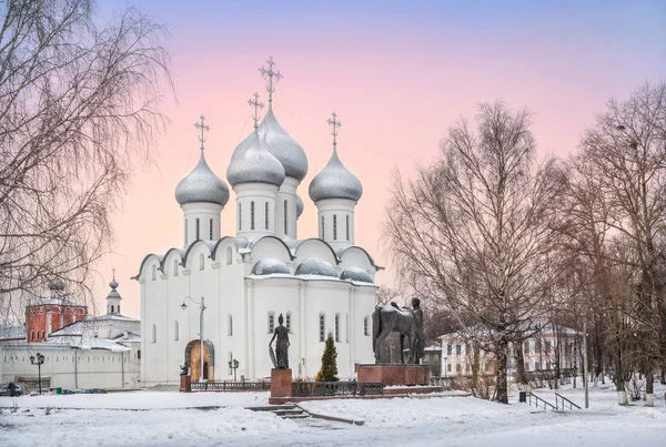 Cattedrale Santa Sofia Del Cremlino Vologda Monumento Poeta Batyushkov Una — Foto Stock