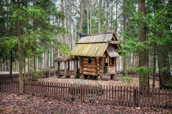 Dřevěný Dům Kuřecích Stehnech Abramtsevo Mezi Stromy Jarního Oblačného Dne — Stock fotografie