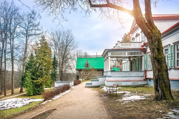 Casa Principale Con Portico Edificio Cucina Abramtsevo Una Giornata Sole — Foto Stock