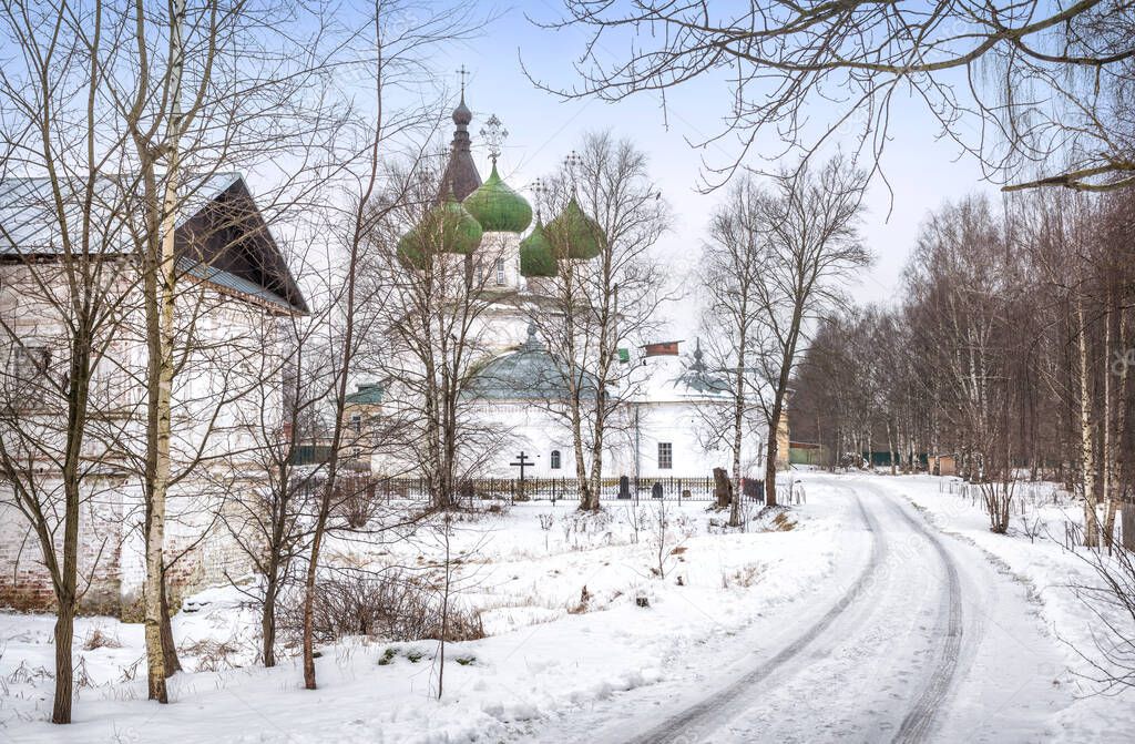 Assumption Church of the Assumption Monastery in Vologda on a cloudy winter day