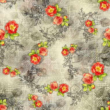 Negatif efektli çiçekler ve etkin, pürüzsüz izin desenli dizayn, dijital dikişsiz arkaplan tasarımı