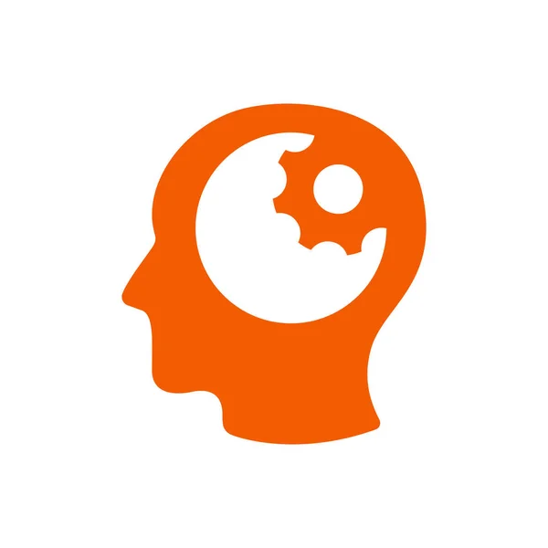 Baş simge vektör, katı illüstrasyon, üzerinde beyaz izole piktogram dişli