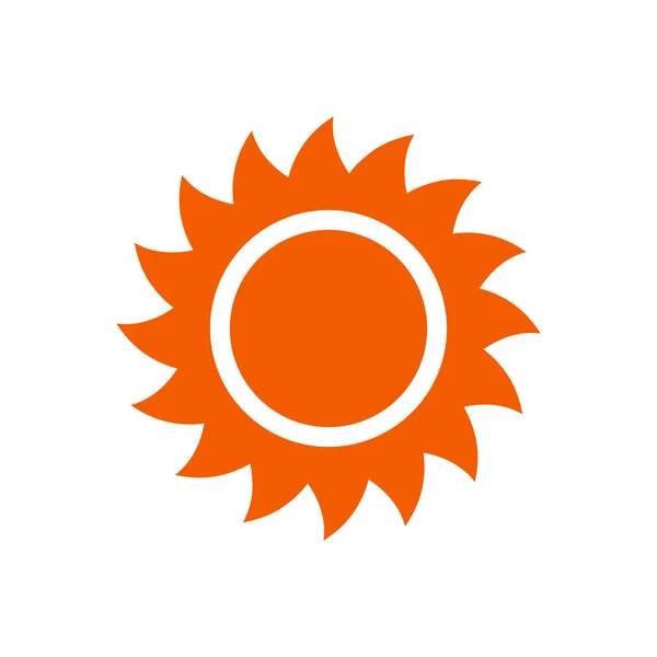 Güneş vektör simgesi. Soyut güneş yakın çekim. Sarı güneş beyaz arka planda izole edilmiş. Düz dizayn. Güneş ışığı
