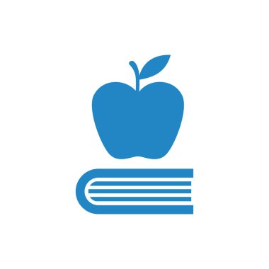 Elma ve kitap. Eğitim, modern düz vektör simgesi