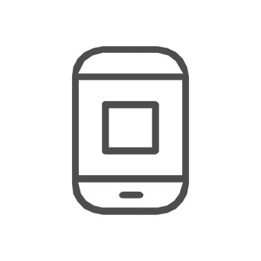 Gri arka planda izole edilmiş modayı takip eden akıllı telefon simgesi simgesi. Cep telefonu resimli mesajı. İnternet siteniz için telefon sembolü, logo, uygulama, Ui. Vektör illüstrasyonu, Bölüm 10.