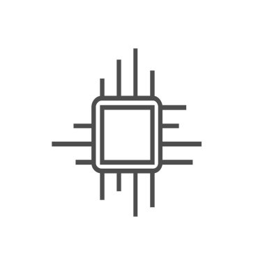 çip en küçük simgeyi izole etti. Web siteleri ve mobil minimalist düz tasarım için işlemci çizgisi vektör simgesi.