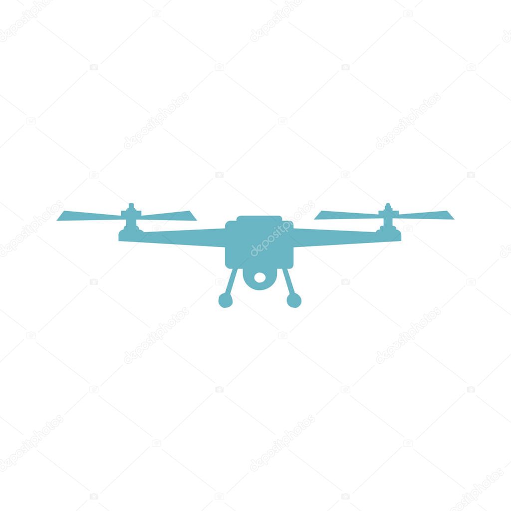 Drone vector icon. Style is flat bicolor orange and gray symbol, rounded angles, white background.