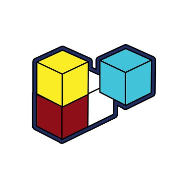 Bej arkaplanda çok renkli küplerin kulesi