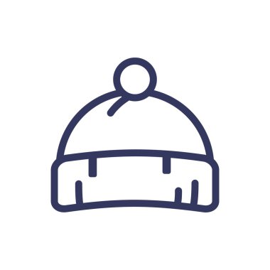 Ponpon, beyaz arka plan üzerinde izole kroki tarzı vektör çizimler ile parlak kış örme şapka. Büyük bir kabarık ponpon, kış aksesuar el çekilmiş yün şapkalı