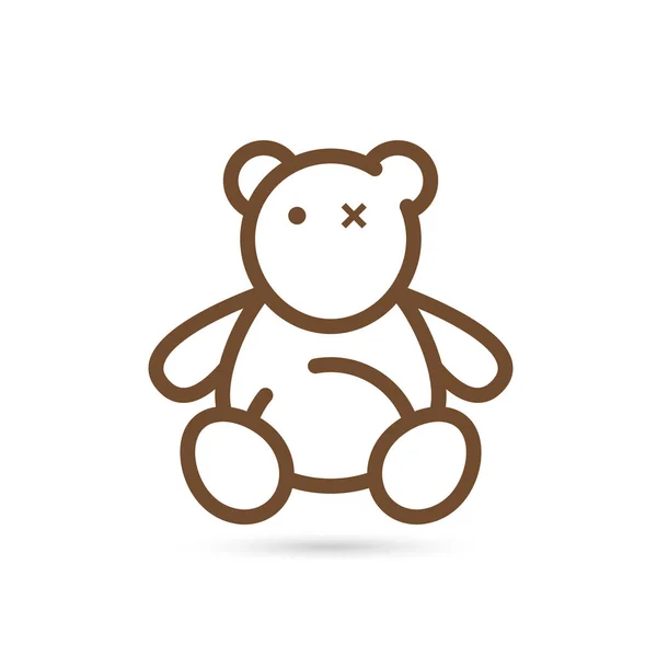 Giocattolo morbido, icona della linea Teddy bear, segno vettoriale di contorno, pittogramma lineare isolato su bianco. illustrazione logo — Vettoriale Stock