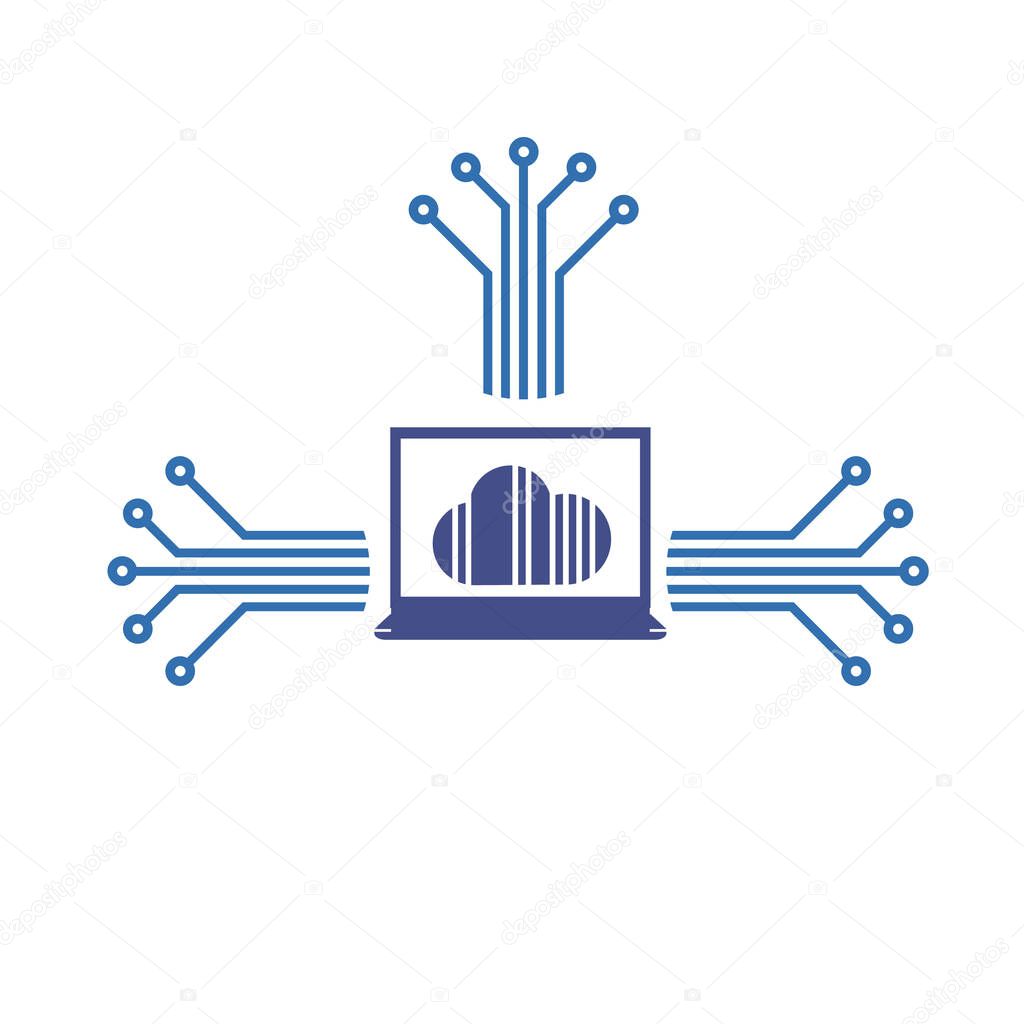 Flat Vector icon - illustration of computer network icon isolated on white