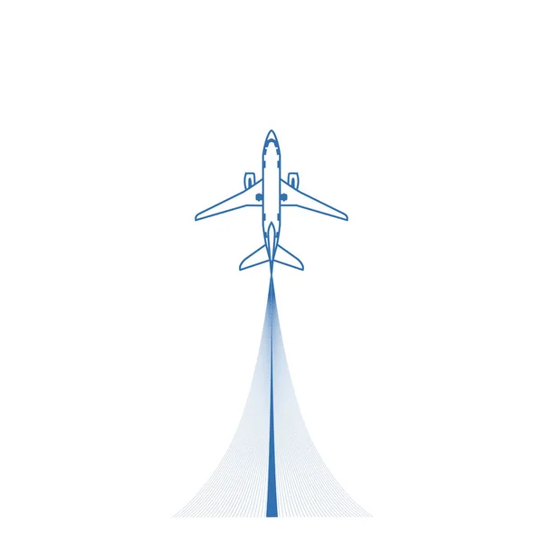 Icona dell'aereo vista dall'alto. Aeromobile, aereo passeggeri con quattro motori a reazione. Illustrazione vettoriale — Vettoriale Stock