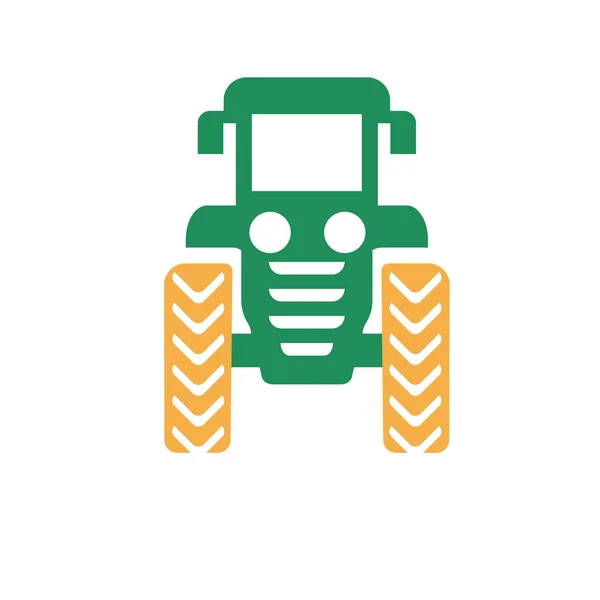 Seorang petani berjanggut di traktor. Model traktor kartun. Budidaya lanskap - Stok Vektor
