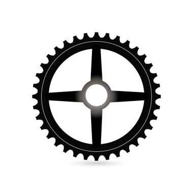dişli simgesi vektörü. Basit düz sembol. Beyaz arkaplanda mükemmel siyah resim çizimi.