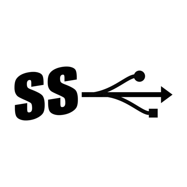Iconos aislados USB SS 3.0. símbolos. Ilustración vectorial. Se puede utilizar para los sitios web y móviles . — Vector de stock