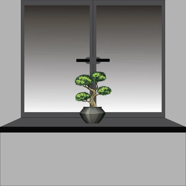 Windowsill Gardenフラワーポットフラットデザインイラスト — ストックベクタ