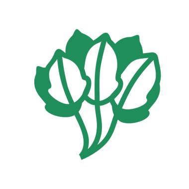 Beyaz arkaplanda izole edilmiş simge vektörü bırakır. Ağaçların ve bitkilerin çeşitli yeşil yaprakları. Eko ve biyologo elementleri.