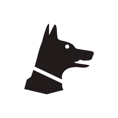Köpek simgesi. Hayvan sembolü. Pet piktogram, beyaz arka planda izole düz vektör işareti. Grafik ve web tasarımı için basit vektör çizim.
