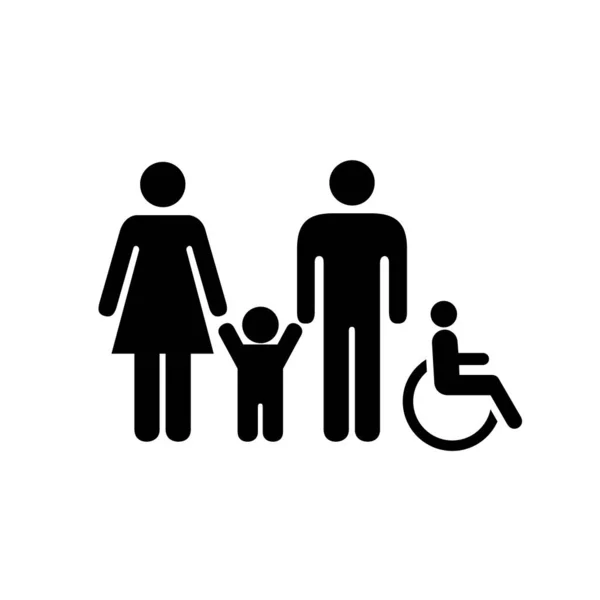 Wektorowa grafika niepełnosprawna i kobiety na spacerze. Sylwetki ludzi — Wektor stockowy