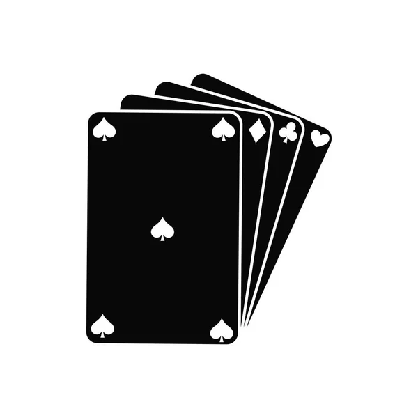 Beş oyunda dört as ve siyah tasarım. Poker kazanan el..