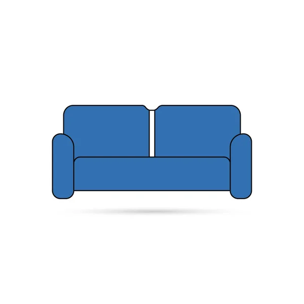 Sofá e sofá azul colorido desenho animado ilustração vetor. Lounge confortável para design de interiores isolado em fundo branco . — Vetor de Stock