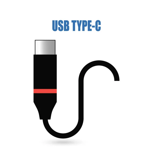 Uygulamalar ve web siteleri için Usb C, Type-C veya Usb 4 bağlantı kablosu çizgisi sanat vektörü simgesi