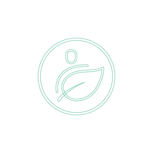 Sağlık hizmeti vektör şablonu. Sağlık işareti. Sağlıklı bir sembol. İnsan karakteri. İnsan ve yaprak konsepti çizimi. Doğa simgesi. Ekoloji pozitif mutluluk.