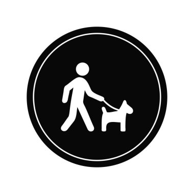 Adam yürüyen köpek çizgisi simgesi, taslak işareti, doğrusal sembol, vektör, düz illüstrasyon