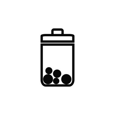 Büyük cam kavanozlar ve cam kaplı sıvı ürünler için. Vektör İllüstrasyonu beyaz arkaplanda izole edildi.