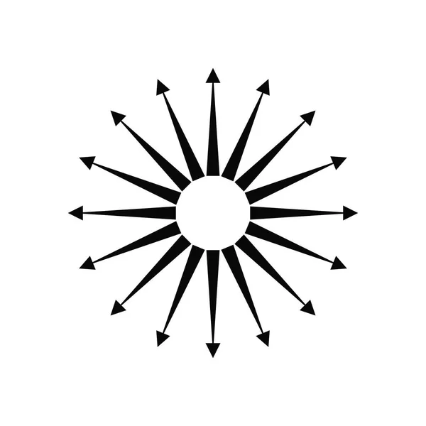 Dairesel dışa doğru okların izole vektör işareti.