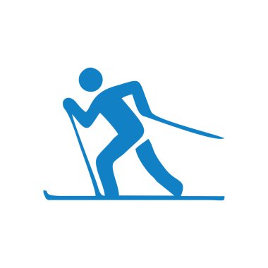 Kayakçı kayak sembolü vektörü beyaz arkaplanda. Mobil konsept ve web uygulamaları tasarımı için modern spor koleksiyonundan düz vektör kayakçı simgesi işareti.