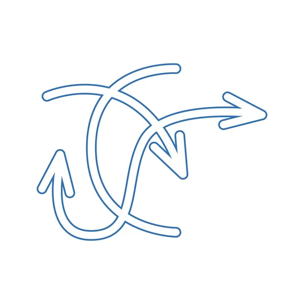 Koleksiyon okları vektör arkaplan mavi ve beyaz semboller. Farklı ok simgesi set dairesi, yukarı, kıvırcık, düz ve bükülmüş. Tasarım ögeleri.