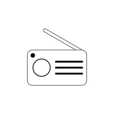 Vektör radyo ikonu. Siyah ikon resim. Modern düz tasarım vektör illüstrasyonu, web pankartları için kalite konsepti, web ve mobil uygulamalar, bilgi grafikleri. Gradyan arkaplanda vektör simgesi izole edildi