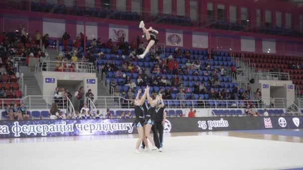 Zaporizhia Ukraina November 2019 Cheerleading Cup Ukraina Svårt Akrobatiska Antalet — Stockvideo