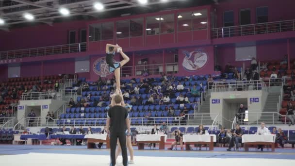Zaporizhia Ucrania Noviembre 2019 Cheerleading Cup Ukraine Números Acrobáticos Difíciles — Vídeos de Stock