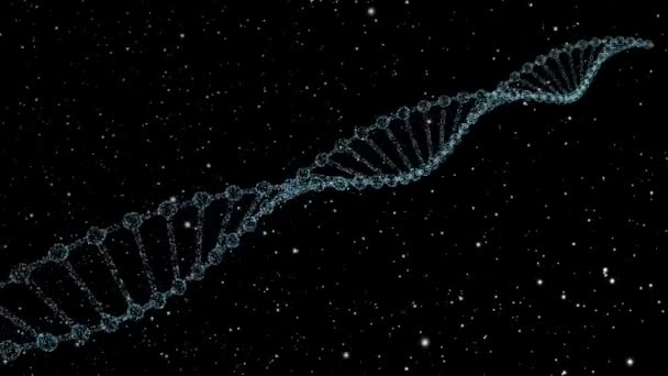 Видео График Появления Днк Микрочастиц Фоне Звездного Неба Изучение Генов — стоковое видео